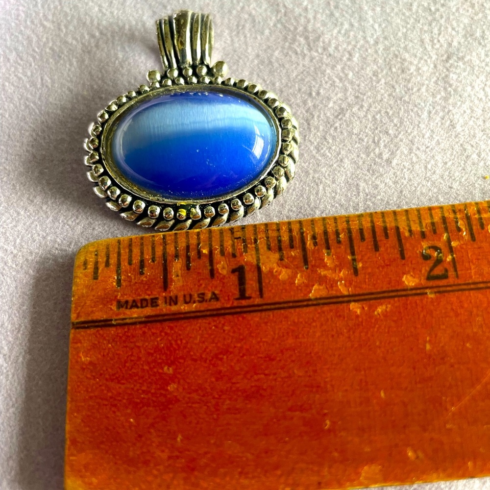 Blue Stone with Beaded and Roped Silver look Slide
